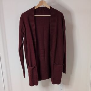 Elegant Maroon Open Front Cardigan